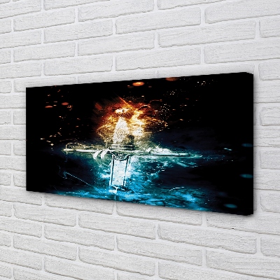 Quadro em tela Espada de fumaça colorida