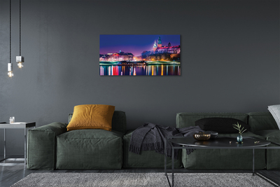 Pintura em tela Rio noturno da cidade de Cracóvia
