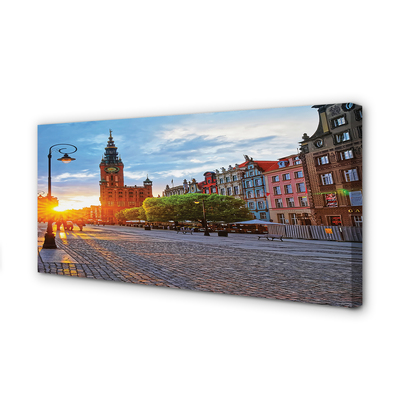 Quadro em tela Nascer do sol na Cidade Velha de Gdansk