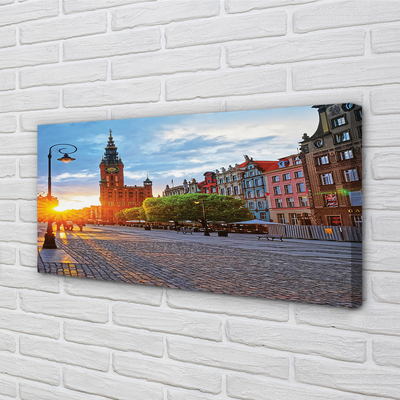 Quadro em tela Nascer do sol na Cidade Velha de Gdansk