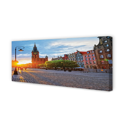 Quadro em tela Nascer do sol na Cidade Velha de Gdansk