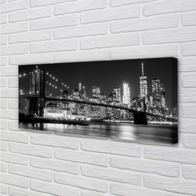 Quadro em tela Ponte, arranha-céus, noite, rio