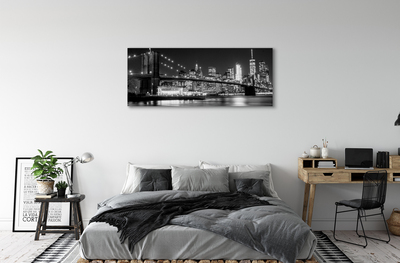 Quadro em tela Ponte, arranha-céus, noite, rio