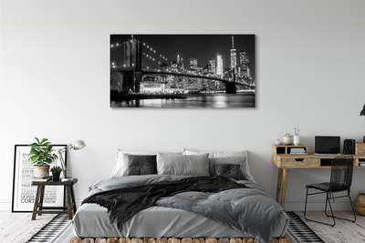 Quadro em tela Ponte, arranha-céus, noite, rio