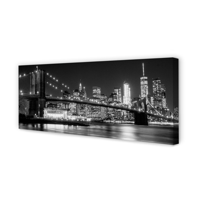 Quadro em tela Ponte, arranha-céus, noite, rio