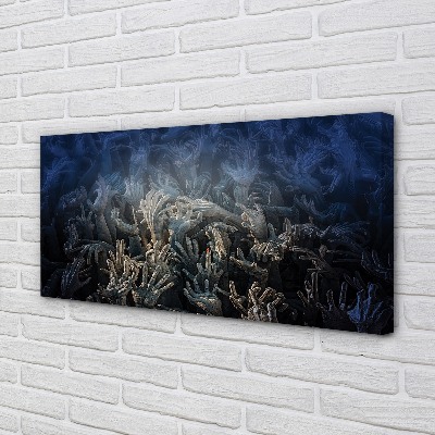 Quadro em tela Mãos luz azul