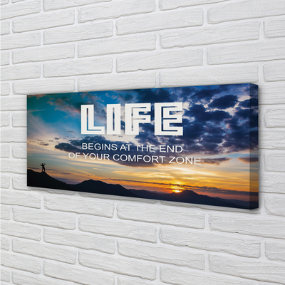 Pintura em tela Inscrição no céu do pôr do sol