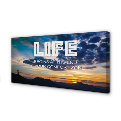 Pintura em tela Inscrição no céu do pôr do sol