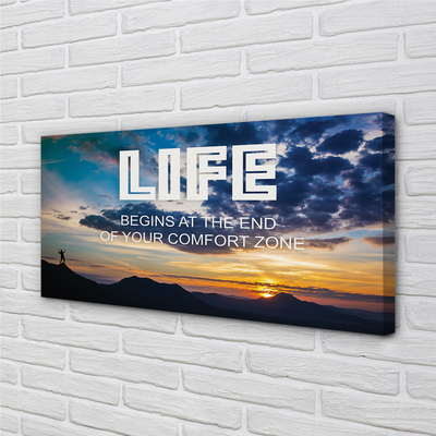 Pintura em tela Inscrição no céu do pôr do sol