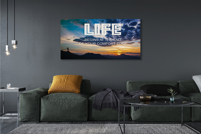 Pintura em tela Inscrição no céu do pôr do sol