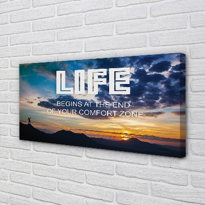 Pintura em tela Inscrição no céu do pôr do sol