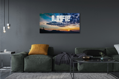 Pintura em tela Inscrição no céu do pôr do sol