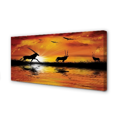 Pintura em tela Lago dos pássaros oeste