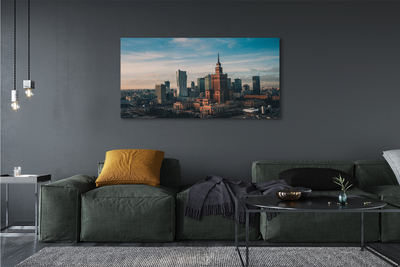Quadro em tela Panorama do nascer do sol dos arranha-céus de Varsóvia