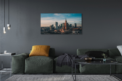 Quadro em tela Panorama do nascer do sol dos arranha-céus de Varsóvia