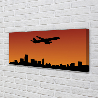 Pintura em tela Pôr do sol e céu de avião