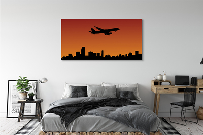 Pintura em tela Pôr do sol e céu de avião