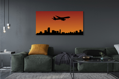 Pintura em tela Pôr do sol e céu de avião