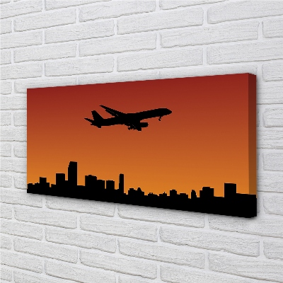 Pintura em tela Pôr do sol e céu de avião