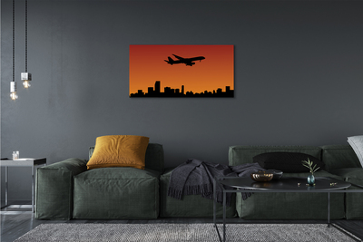 Pintura em tela Pôr do sol e céu de avião