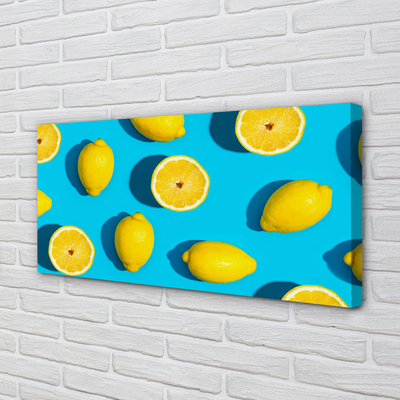 Pintura em tela Limões em um fundo azul