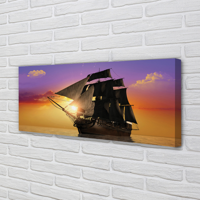 Quadro em tela Navio céu colorido mar