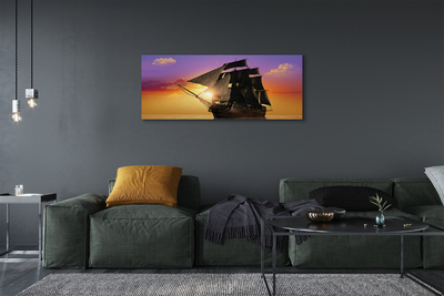 Quadro em tela Navio céu colorido mar