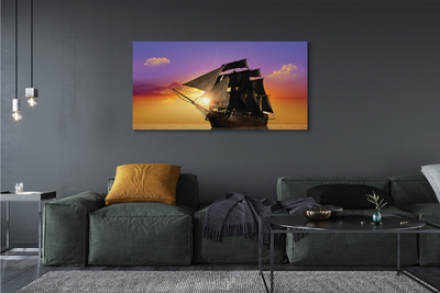 Quadro em tela Navio céu colorido mar