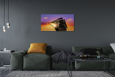 Quadro em tela Navio céu colorido mar