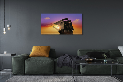 Quadro em tela Navio céu colorido mar