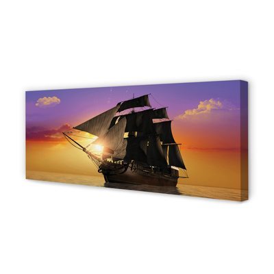 Quadro em tela Navio céu colorido mar