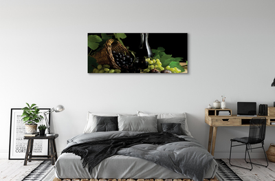 Quadro em tela Cesta de folhas, uvas, vinho