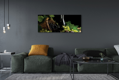 Quadro em tela Cesta de folhas, uvas, vinho
