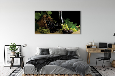 Quadro em tela Cesta de folhas, uvas, vinho