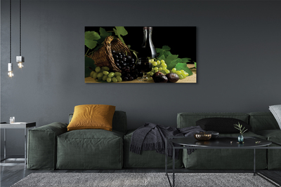 Quadro em tela Cesta de folhas, uvas, vinho