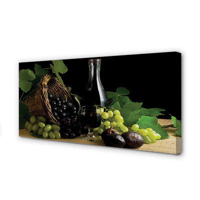 Quadro em tela Cesta de folhas, uvas, vinho