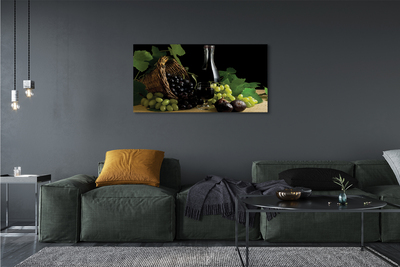 Quadro em tela Cesta de folhas, uvas, vinho
