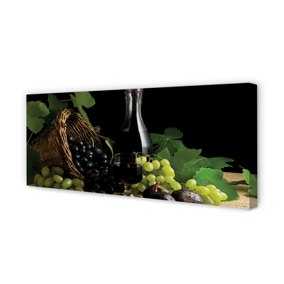 Quadro em tela Cesta de folhas, uvas, vinho