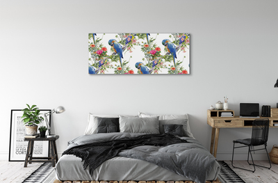 Quadro em tela Pássaros em um galho com flores