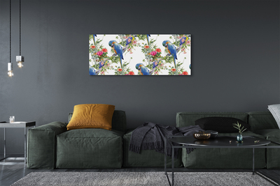 Quadro em tela Pássaros em um galho com flores
