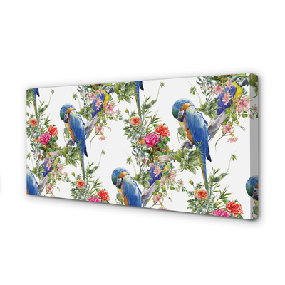 Quadro em tela Pássaros em um galho com flores