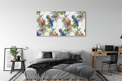 Quadro em tela Pássaros em um galho com flores