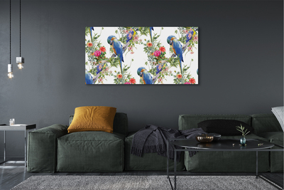 Quadro em tela Pássaros em um galho com flores