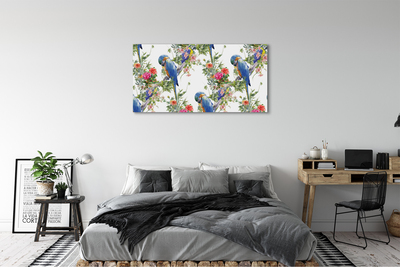 Quadro em tela Pássaros em um galho com flores