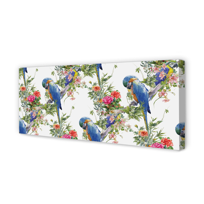 Quadro em tela Pássaros em um galho com flores