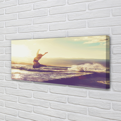 Pintura em tela Mulher lago nuvens