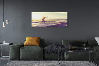 Pintura em tela Mulher lago nuvens