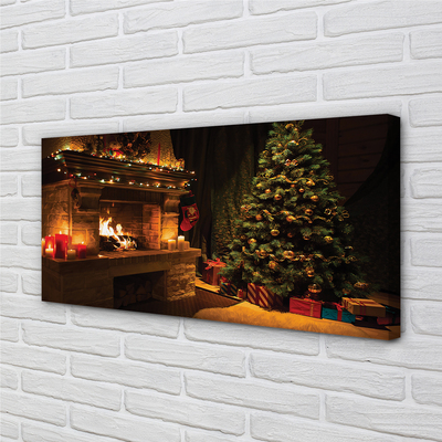 Pintura em tela Decorações para lareira de árvore de Natal