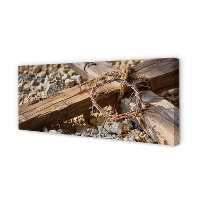 Quadro em tela Cruz, pedras, espinhos