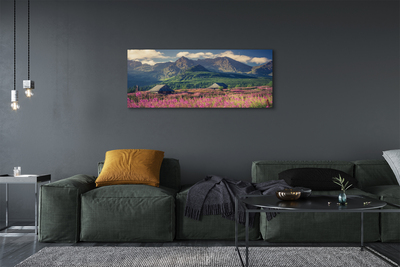 Quadro em tela Montanhas, campos, casas